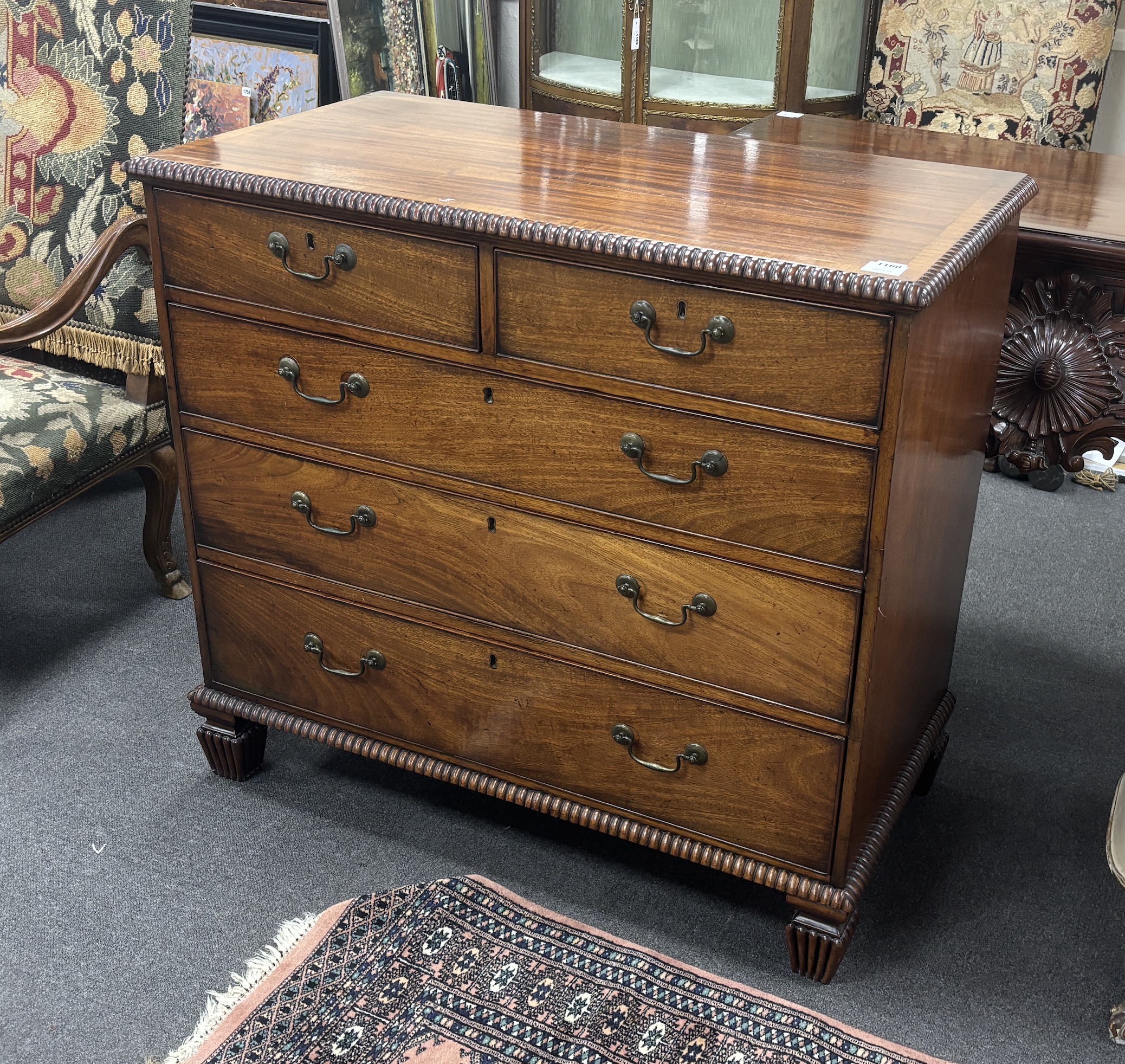 A George IV banded mahogany chest, width 111cm, depth 54cm, height 93cm